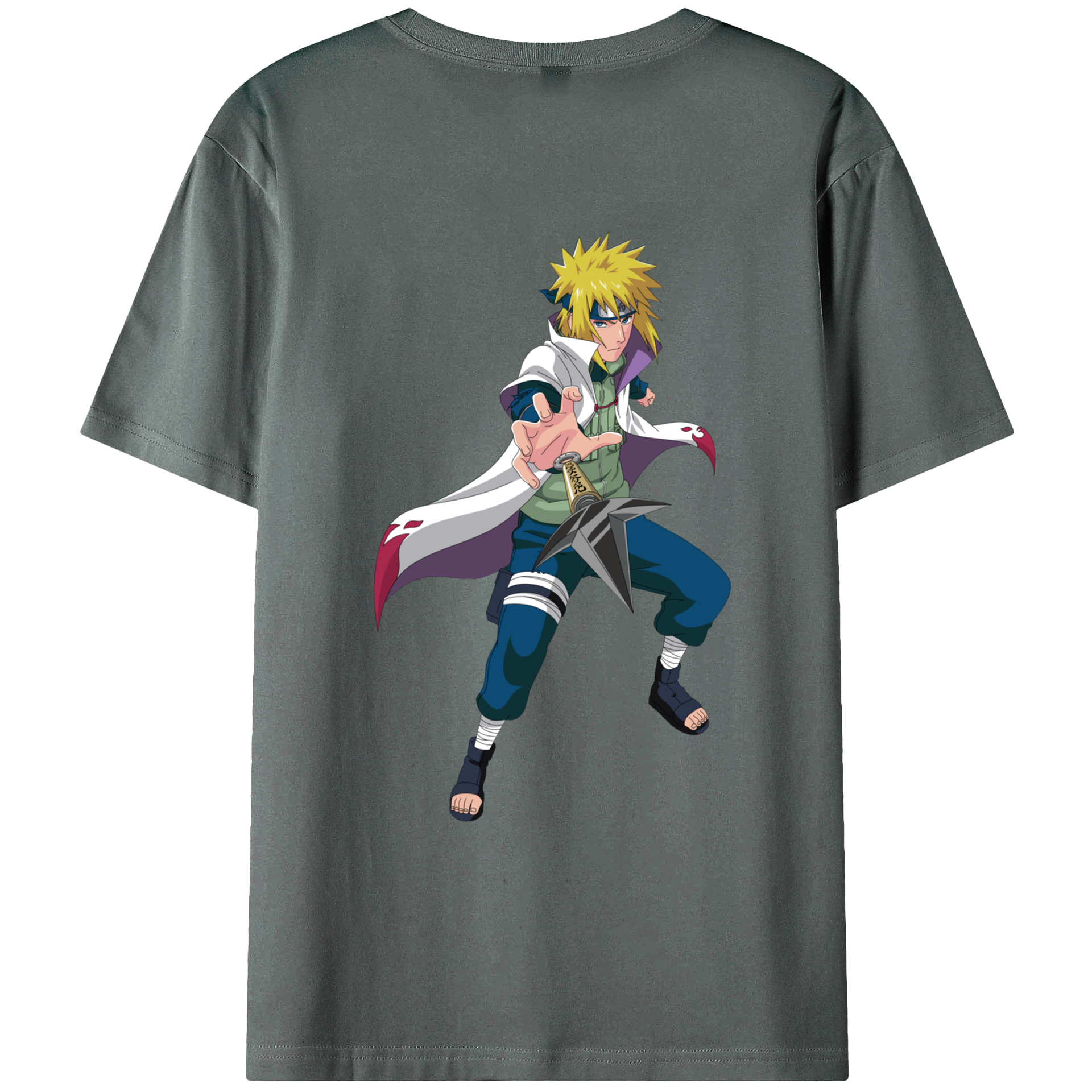 （画像用） NARUTO -ナルト- 波風 ミナト Namikaze Minato 綿100％ メンズ半袖Tシャツ（バックプリント） 通気性